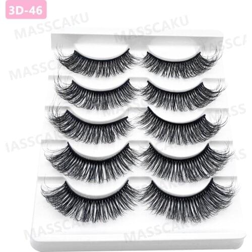 MASSCAKU 5 Pairs 3D False Eyelashes Soft Hand Made Natural False Lashes More Styles EyeLash Extention Eye Makeup Tool