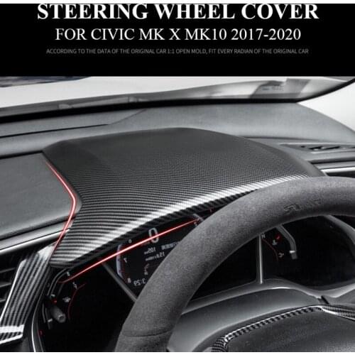 Matte Carbon Fiber Steering Wheel Cover Trim Dashboard Panel Speedometer Cover for Honda Civic MK X MK10 2017-2020