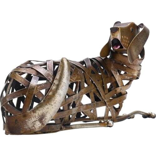 Metal Figurine Iron Art Decoration Dog Shape Handicraft Crafting Figurine Art Decoration Modern Home Decoration Ornament