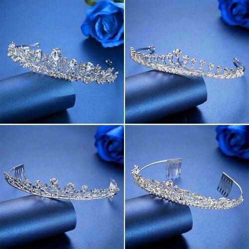 Minlover CZ Flower Wedding Tiaras Crowns Rhinestone Women Headbands Bridal Hair Ornaments Hair Jewelry Accessories Diadem HG091