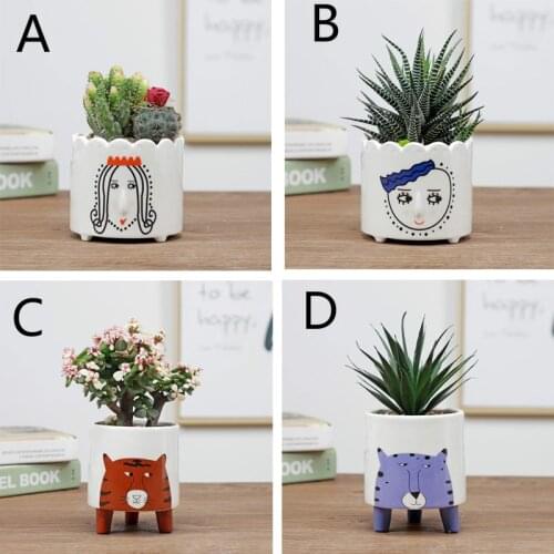 Cartoon Flower Pot Desktop Pot Succulent Plant Pot Ceramic Planter Pot Craft Home Decoration