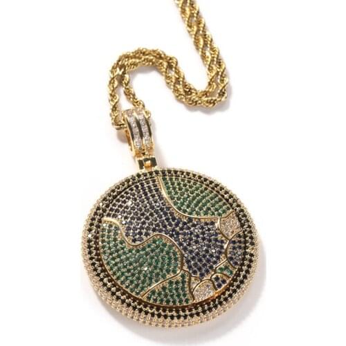 Cubic Zircon Chain Rotatable Pendant Necklace High Quality Link Jewelry for Men