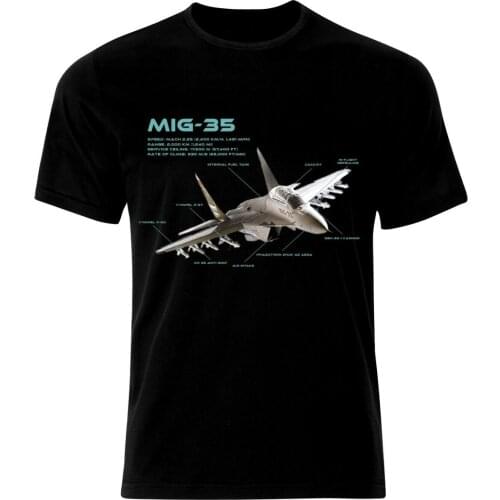 MIG-35 Air Fighter Aircraft Jet Luftkampf Flugzeug Blueprint mens cotton T-Shirt