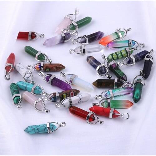 Natural Crystal Rose Quartz Crystal Point Pendant Mineral Jewelry Couple DIY Lovers Gifts For Men Women Jewelry Necklace