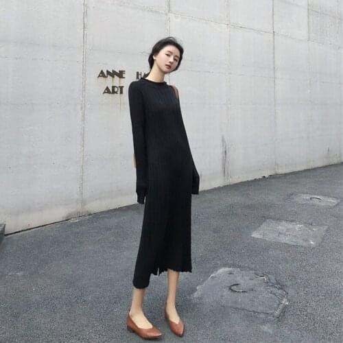 Autumn Long Sweater Dresses Knitted Maxi Dress Split Long Party Dress Winter Women Clothing