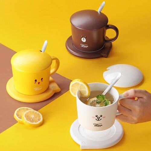 USB Heating Coaster with Cup, 220V Coaster, CoffeeTea Hot Milk, 55 ° C Heating, Portable Warm Cup Constant Temperature Coaster