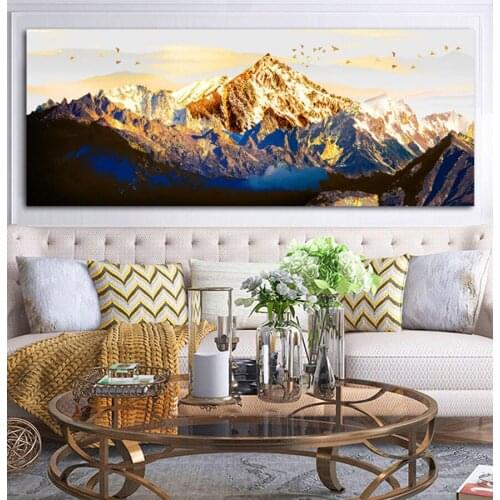 Full square diamond painting Large Golden Mountain Landscape 5d Pictures Of Rhinestones embroidery Round diamond mosaic A665