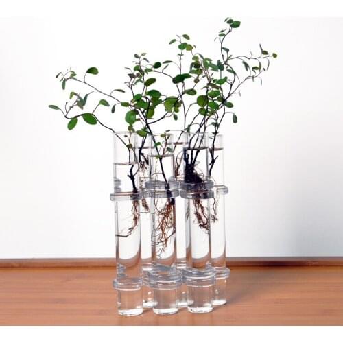 Clear 6 Tubes Shape Flower Glass Vase Fish Tank Home Decoration
