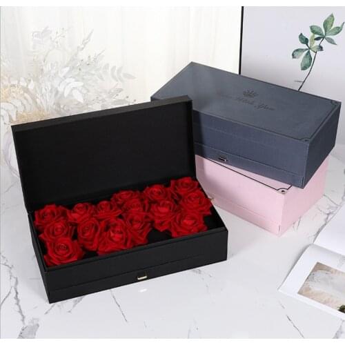 Heartfelt Wish Satin Rectangular Qixi Flower Box Pull-out Flower Gift Box Rose Soap Box