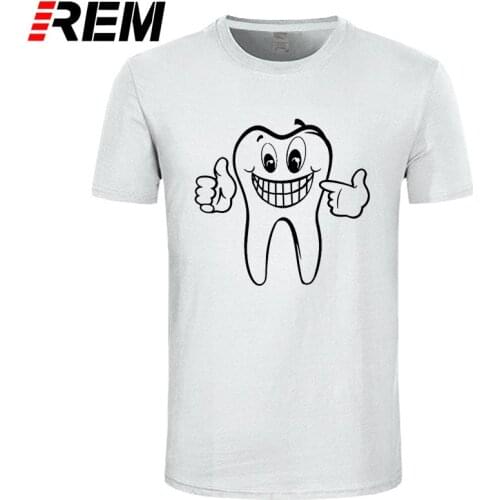 REM tee Dental Care t shirt men brand clothing summer 100% cotton solid t-shirt mens casual tshirt male short sleeve plus size
