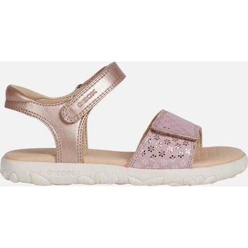 Geox, girls sandals with leather coating, slip-resistant sole, lightweight and comfortable. Velcro closure