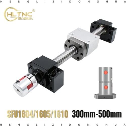 SFU1605 L300mm 350mm 365mm 400mm 465 450mm 500mm SFU1605 1610 ball screw with BKBF12 end machined nut housing couple for cn part