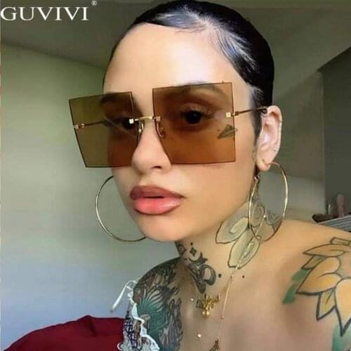 Oversized Square Rimless Sunglasses Women Gradient Sun Glasses Female Vintage Sunglasses Men 2020 gafas de sol mujer
