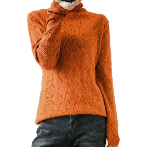 New spring and autumn high quality cashmere wool womens sweater Pullover high neck twist flower slim and soft