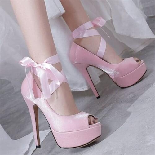 Extreme High Heels Sexy Fetish Shoes Stripper Heels Platform Pumps Peep Toe Evening Party Shoes Black Pink Red Size 10 41 42 43