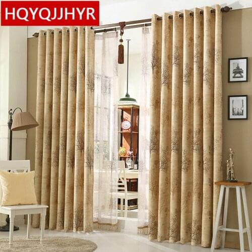 HQYQJJHYR Modern minimalist European Blackout curtains for living room High - grade printing plants tree curtains for bedroom
