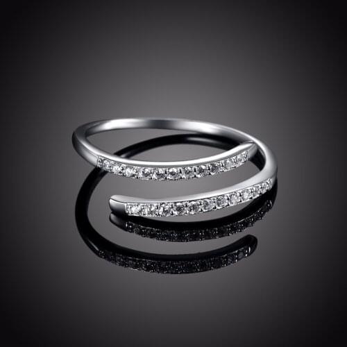 Women Fine Jewelry Pure Sterling Silver Micro Diamond Open Rings Wedding Engagement Finger Ring Accessory Fast Shipping