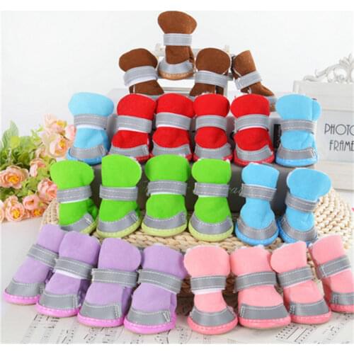 Pet Winter Shoes Cotton Thicken Warm Snow Boots Waterproof Non-slip Pet Supplies Lambswool Dogs Cats Shoes Christmas Snow Boots