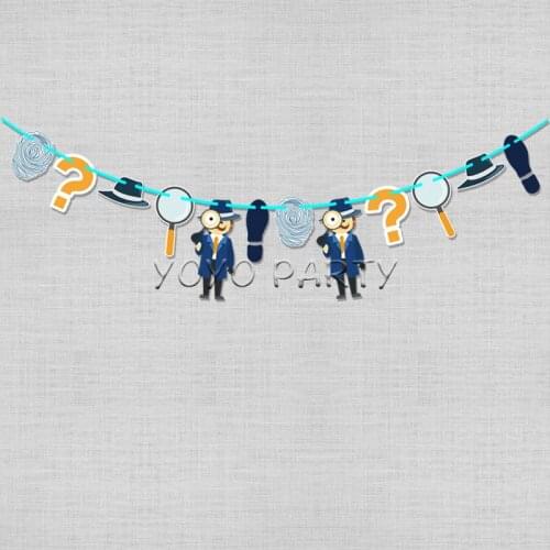 1 Set Paper Banner Bunting Pennant For Kids Boys Detective Spy Secret Agent Party Supplies Including Flags And A String