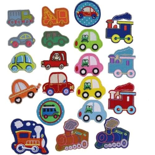 1 pcs Trains Cars Kids cartoon embroidered iron on patches cloth accessories popular clothing bag hat Patches Appliques