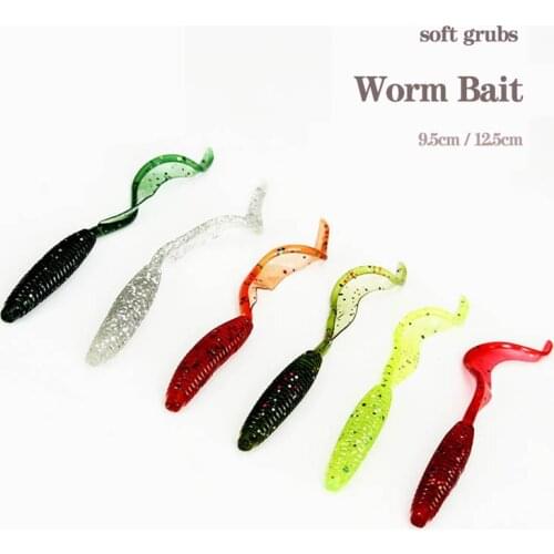 Long Tail Grubs Fishing Lures 5Pcs 95mm/125mm Maggots Worm Soft Plastic Bait Isca Artificial Bass Lure Swimbait Pesca