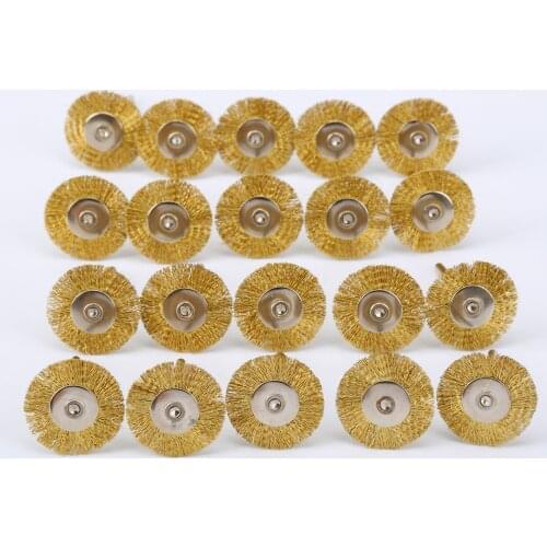 20PCS 3.17mm Shank Copper Wire Wheel Brushes Dremel Accessories Mini Drill Polishing Grinding For Grinder Rotary Tools 25mm