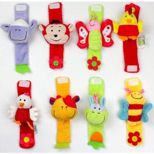 Soft Animal Baby Rattles Children Infant Newborn Plush Sock Baby Toy Hand Wrist Strap Christmas Gift K0273