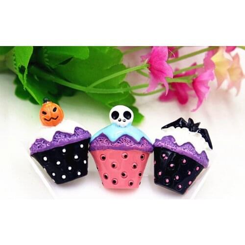 30pcs/lot DIY resin Halloween cake mix flat back resin cabochons accessories 22*29mm