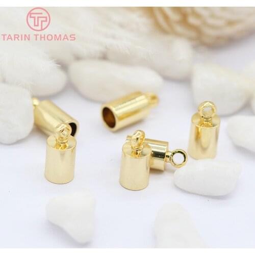 20PCS 4MM 24K Gold Color Plated Brass Rope End Caps High Quality Diy Jewelry Accessories