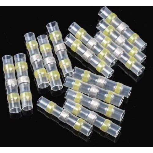 5/10/25PCS Insulated Electrical Wire Connectors Seal Solder Sleeve Heat Shrink Terminal Waterproof Butt Connectors 12-10AWG