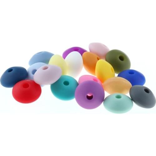 500pc Silicone Abacus Teething Beads Spacers Silicon Teether Beads Necklace Lentils Food Grade Baby Silicone Bead 12*7mm