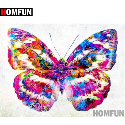 HOMFUN Full Square/Round Drill 5D DIY Diamond Painting "Color butterfly" 3D Diamond Embroidery Cross Stitch Home Decor A19623