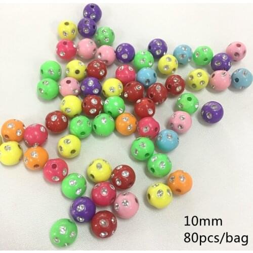 10mm Acrylic round drilling DIY beads for Jewelry making Necklace bracelet accessories color Small packaging 80pcs Meideheng