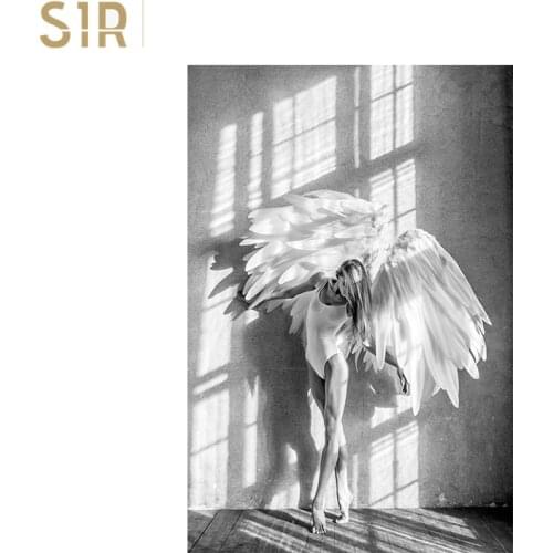 Black and White Angel Wing Girl Room Decor Anime Decor Bedroom Decor Wall Decor Wall Art Living Room Decoration Home Decore