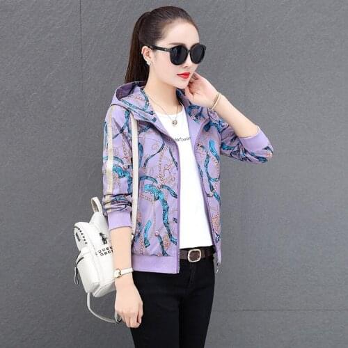 Double-Sided Womens Jacket Print Spring Autumn Short Coat Korean Hooded Casual Jackets Female Outerwear Tops Plus Size 5XL W374