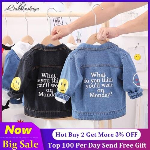 Boy Girl Denim Jackets Kids Jeans Coat Children Cartoon Letter Outerwear Clothing 2020 New Spring Boy Clothes For Kids 80-110cm