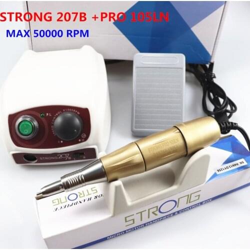 Electric Nail Drill Strong 210 65W PRO 105LN Manicure Machine Pedicure Kit Strong Nails Art Tool Handpiece Nail File Equipment