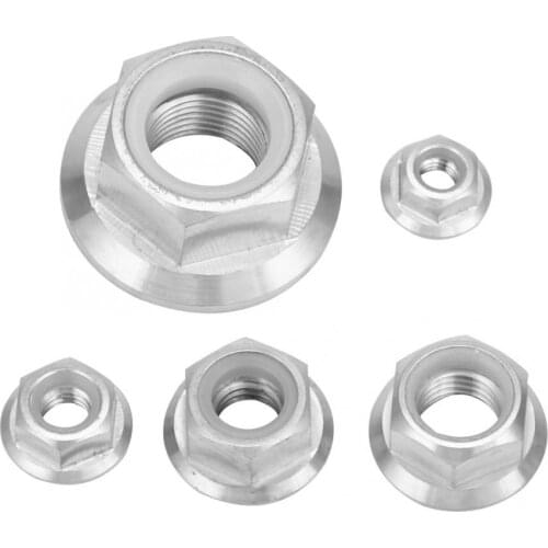 1pc Mountain Bike Flange Nut M5 M6 M8 M10 M14 Titanium Alloy Flange Lock Nut For Bicycle Motorcycle Cycling Bike Part
