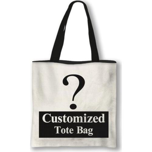 Personal Customize Women Tote Bag Linen Canvas Bag With Print Logo Custom Your Pictures Shopping Bags DIY Hand Shoulder Bags
