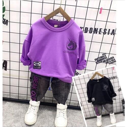 Spring Autumn Children Boys Clothing Sets Cotton Kid Boys Clothes Sets 2pcs boys Reflective Sweater + jeans Toddler Clothes Suit