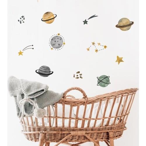 Space Universe Stars Stickers Removable Nursery Boys Bedroom Wall Decals Art Posters Gift For Kids Room Decoration Home Decor