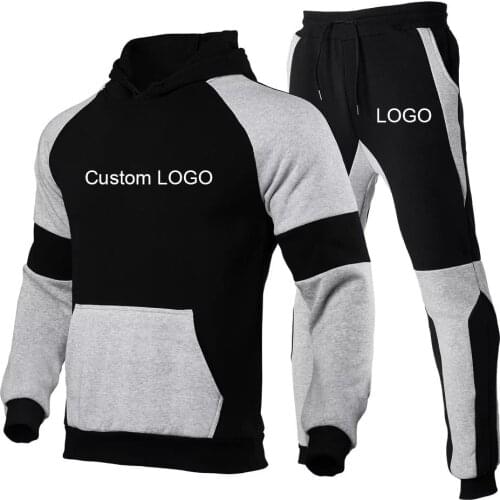 Suit Hoodie + Pants Fall/Winter Hooded Sweater Mens Sweatpants Fashion Hip Hop Hedging Color Stitching Loose Casual Sports Suit