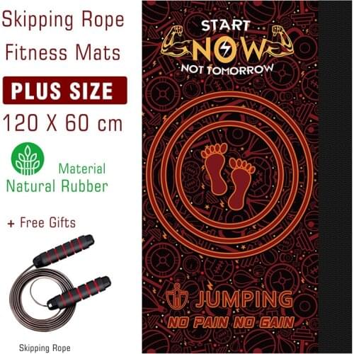 Skipping Mat For Adult Fitness Jumping Training Natural Rubber Yoga Mat Non-Slip Tapete Gym Exercise Sports Pad With Jump Rope