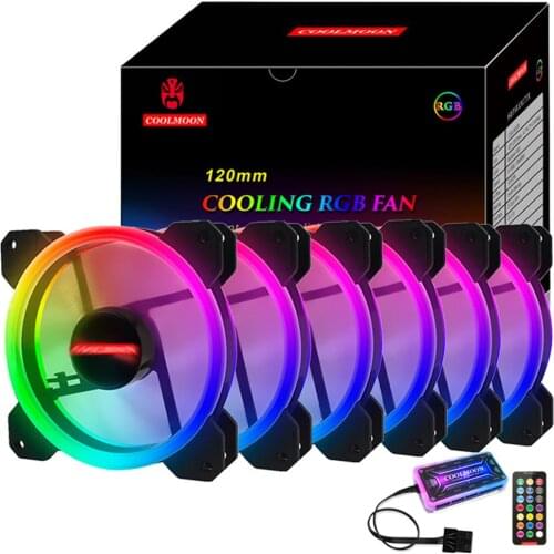 Coolmoon Case Fan PC Cooling RGB Fan with IR Remote Quiet Computer Case CPU Cooler and Radiator Computer Components 120mm fan