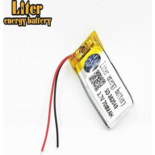 Polymer battery 700 mah 3.7V 802040 smart home Rechargeable Li-ion battery for dvr GPS MP3 MP4 Bluetooth Speaker Reading Pen DIY