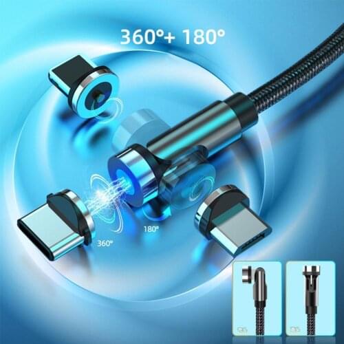 540 Rotate Magnetic Cable Micro USB Type C Phone Cable For iPhone 12 Xiaomi USBC Charger Fast Charging Magnet Charge Wire Cord