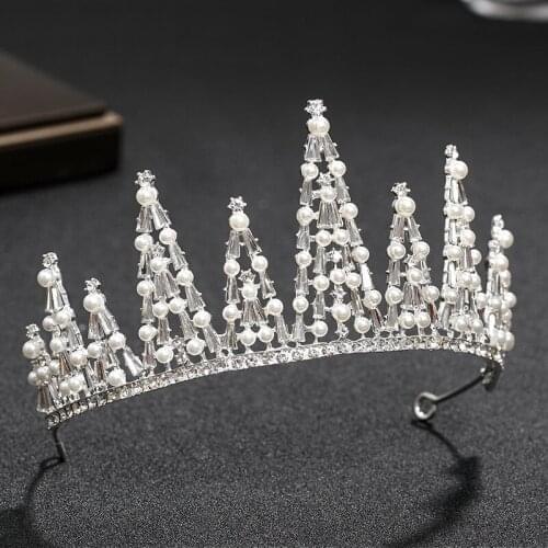 Trendy Silver Color Rhinestone Crystal Queen Big Crown Bridal Wedding Tiara Women Beauty pageant Bridal Hair Accessories Jewelry