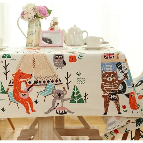 Cartoon cotton and linen tablecloths small fresh pastoral table cloth coffee cloth