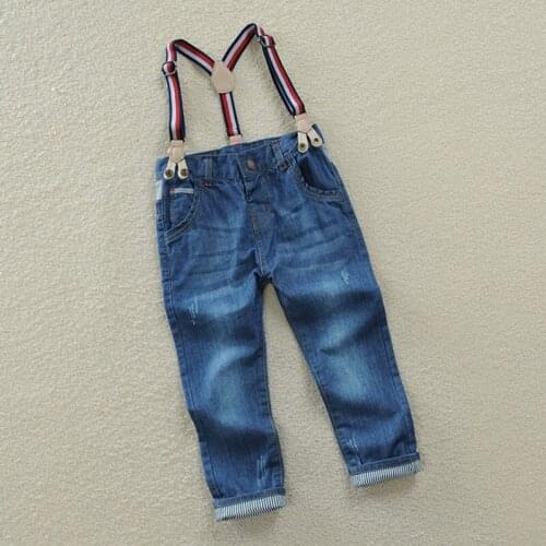 2019 spring and autumn new boys jeans trousers childrens bib children pants