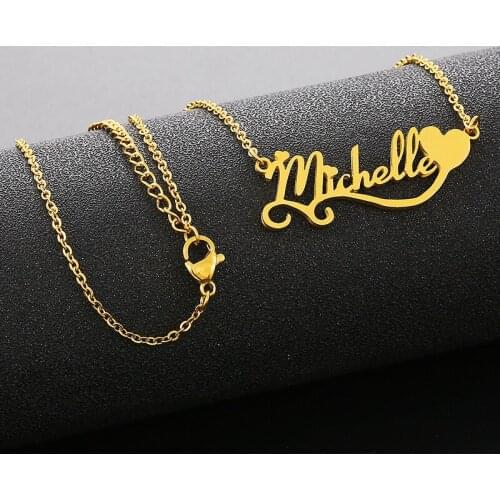 Personalized Name Necklace Custom Name Necklace Custom Love Necklaces Stainless Steel Jewelry Customized Gift for Women Girls